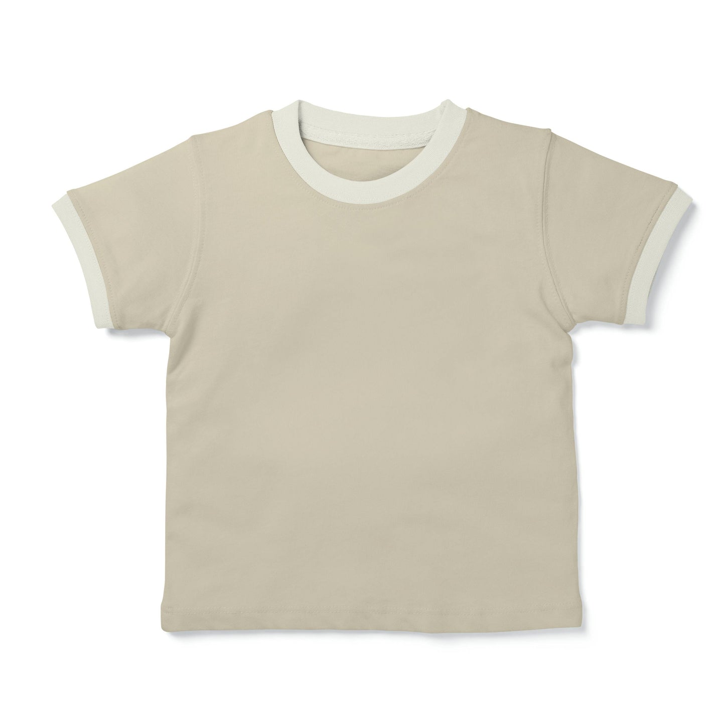 T-shirt met boordje Zand - Fijne Kleine