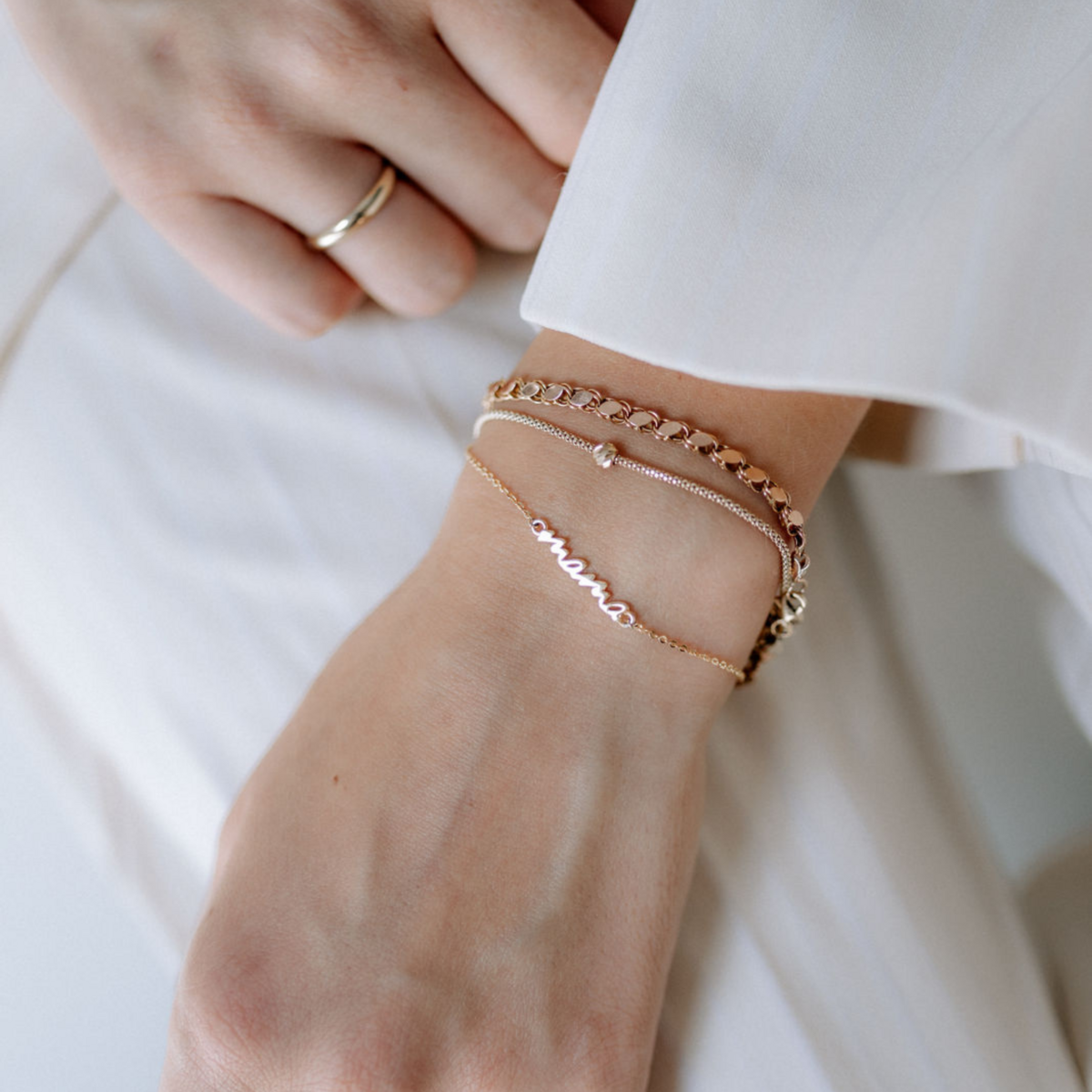Schakelarmband 'Mama' Goldplated - Fijne Kleine