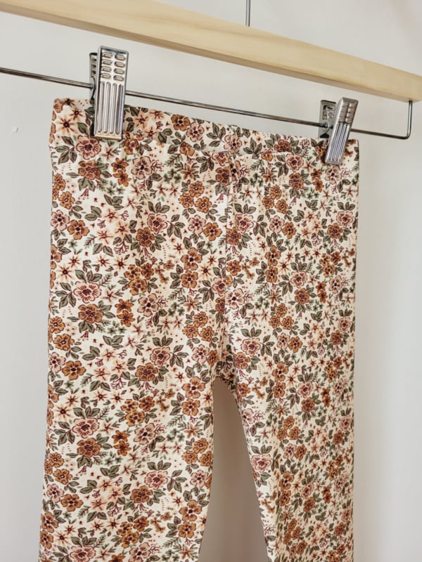 Flared Broek Mini Beige Bloem - Fijne Kleine