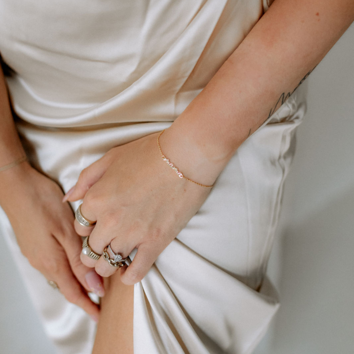 Schakelarmband 'Mama' Goldplated - Fijne Kleine
