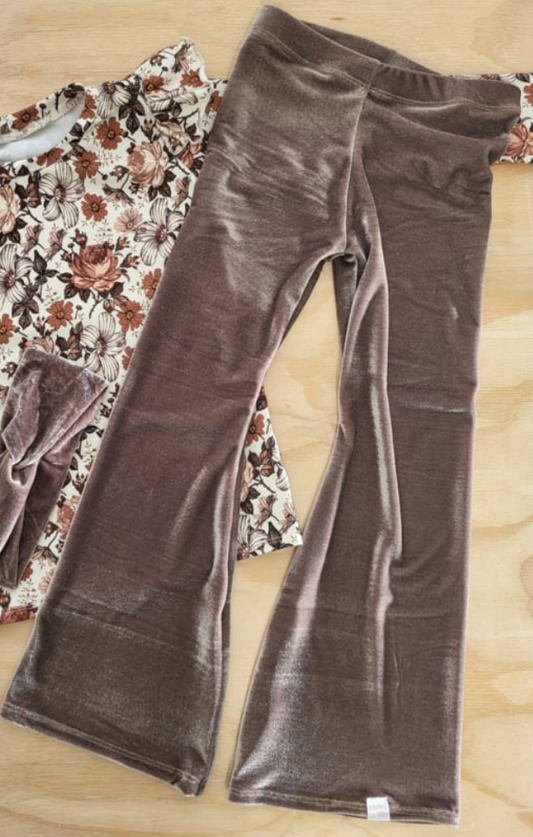 Flared Broek Velvet Taupe