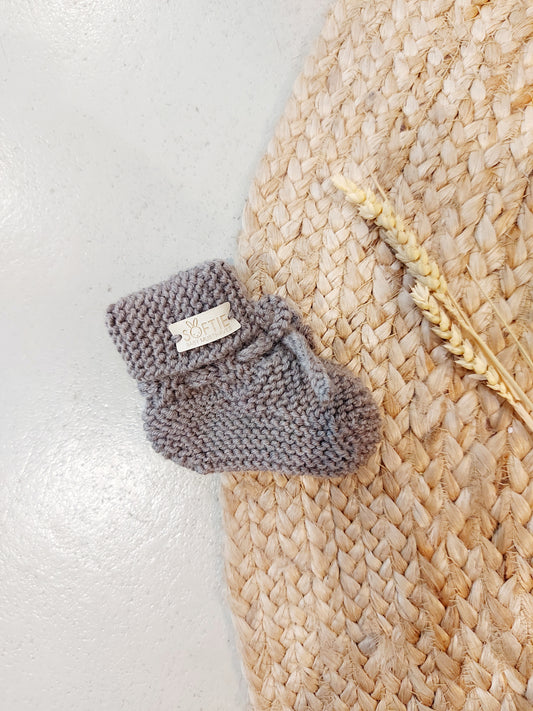 Merino Slofjes Taupe - Fijne Kleine